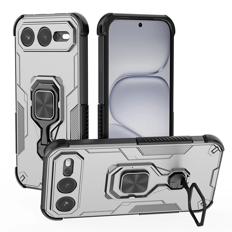 Magnetic Armor Shockproof Phone Case with Metal Ring Stand Holder
