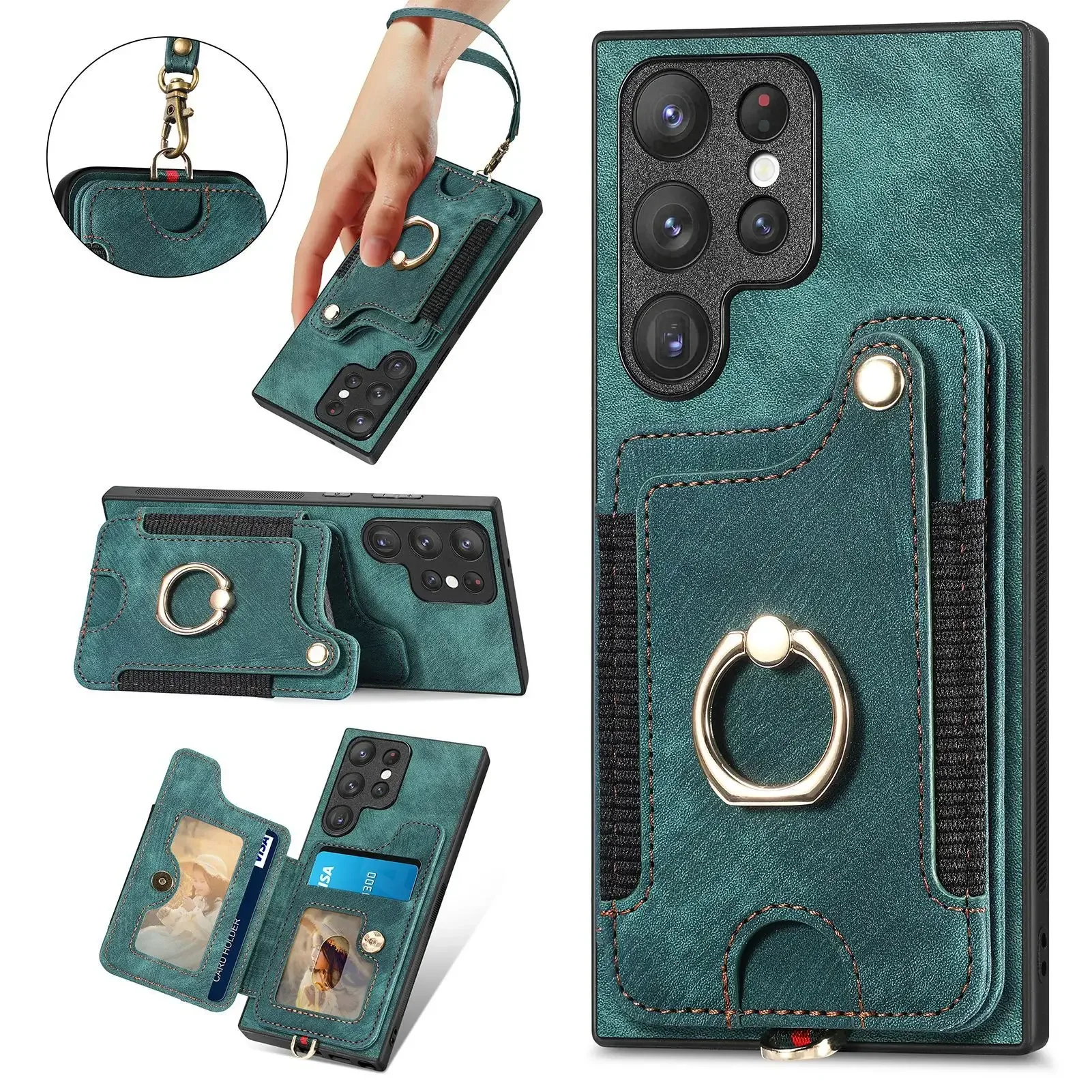 Multi-Functional Ring Holder Phone Case with Wallet Card Slot