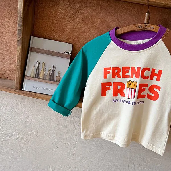 Trendy Contrast T-shirt Child New Design Cartoon Long Sleeve Tops Boys Baby Spring Autumn Fashion Pure Cotton Bottoming Shirt 4