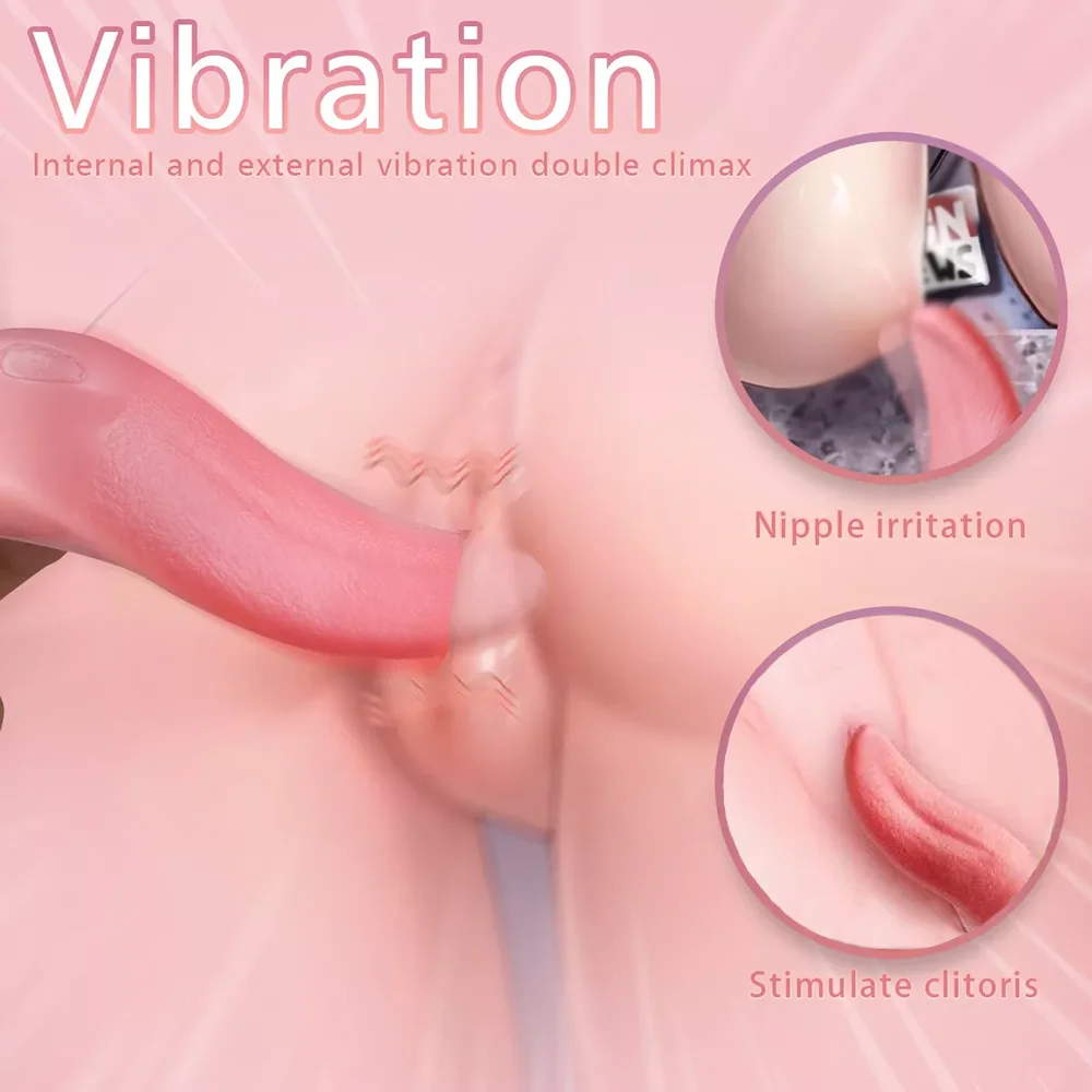 Tongue Licking Clitoral Vibrators Dildo Sex Toys with 10 Vibration Mode G Spot Clit Stimulator Pleasure Tool for Female Couples