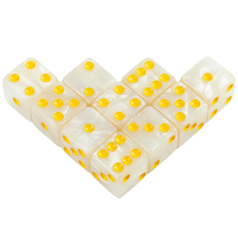 10-Piece Marble Acrylic Dice Set - Square Corner 16MM for Gaming and Entertainment