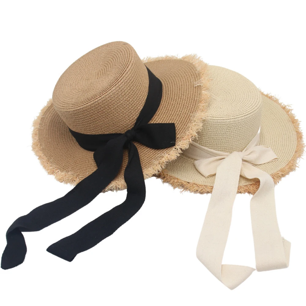 Summer Sun Protection Woven Women'S Straw Hat Bow Tie Elegant Beach Hat Large Brim Sun Hat for Vacation sun hats