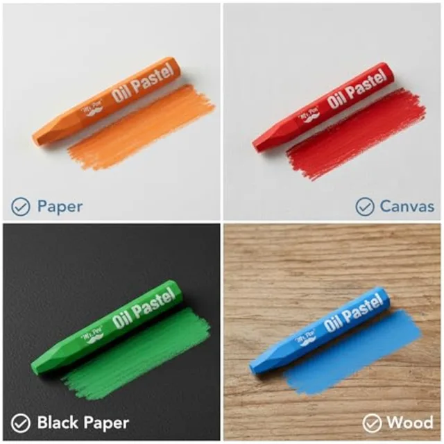 - Oil Pastels Set, 45 Pack, Assorted Colors, Hexagonal Oil Pastel Sticks for Paper, Canvas, Black Paper and Wood, Smooth Blendi