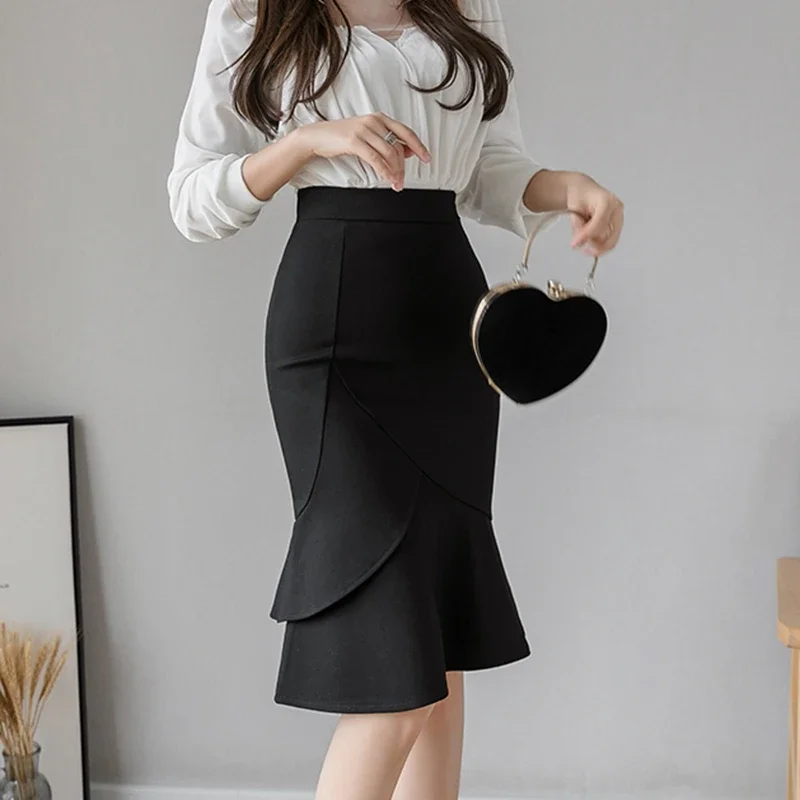 Women Long Skirt Elegant Black | High Fashion Long Black