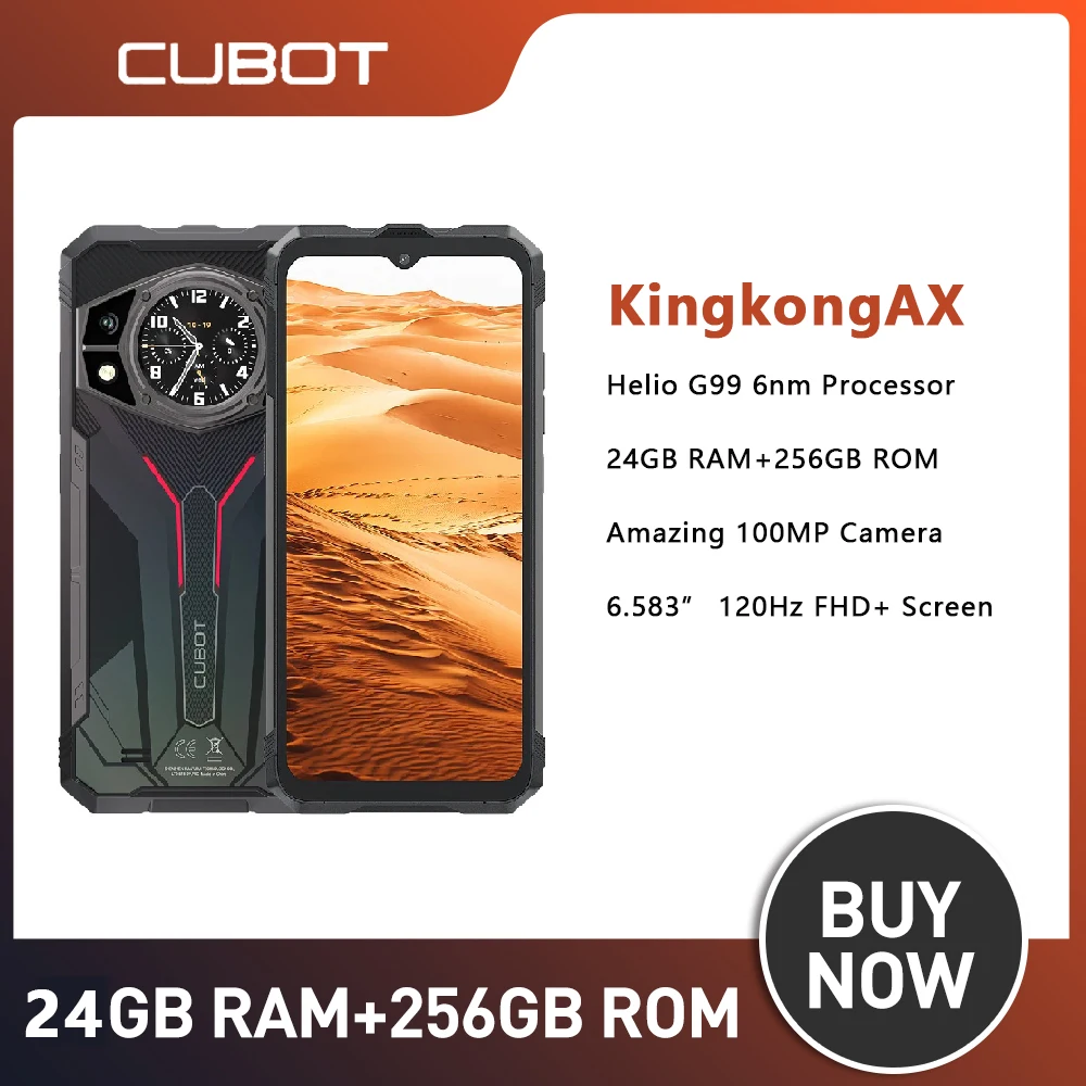 Cubot KINGKONG AX,Rugged Smartphone Android 14, 4G Smartphone  Helio G99, 24GB RAM(12+12), 256GB ROM, 120Hz Screen, 100MP,NFC