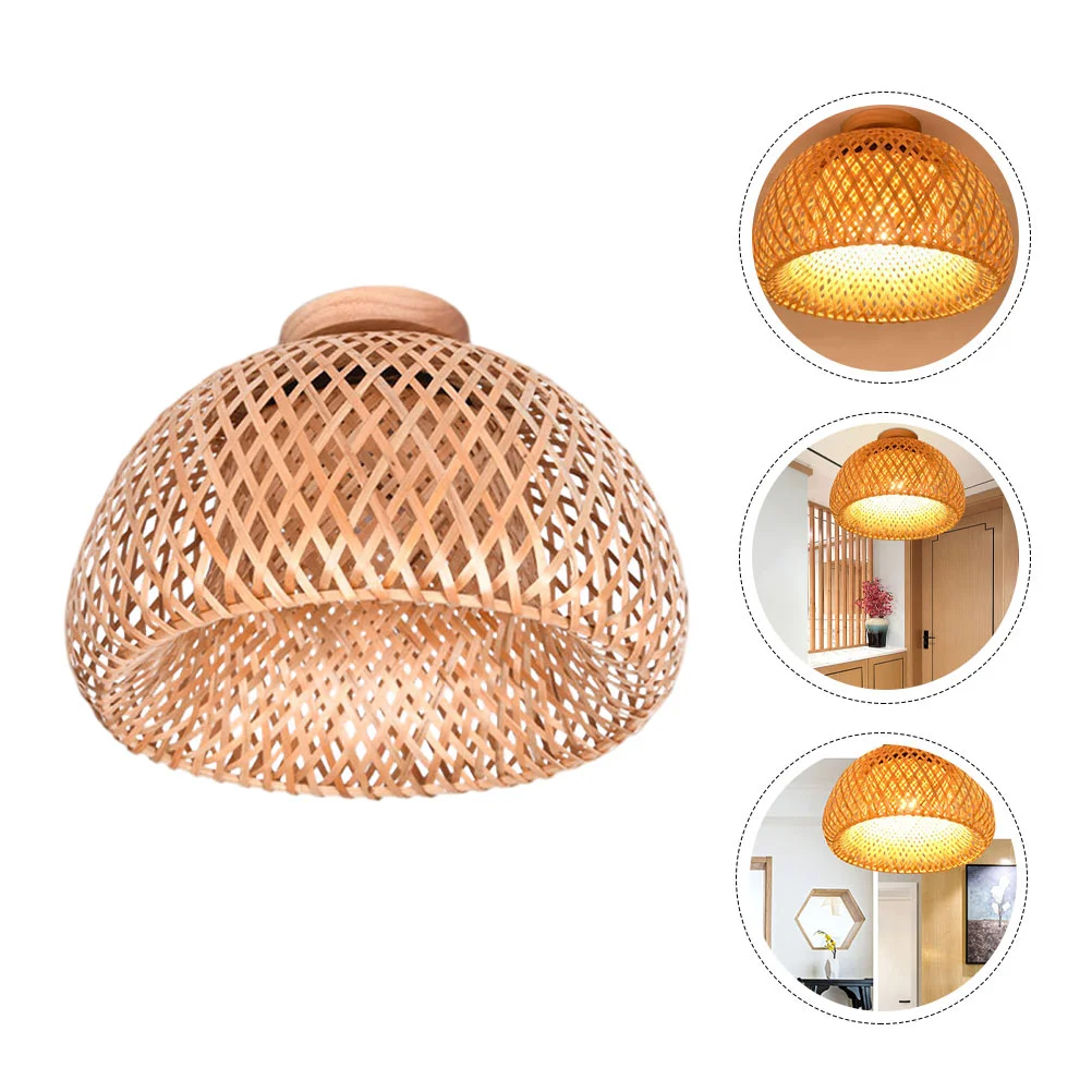 

Retro Bamboo Woven Ceiling Lamp Cover Woven Lampshade Lamp Decor Accessory (without bulb)