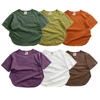 2025 Children Summer Outfits T-shirt Clothes Solid Cotton Breathable Short Sleeve Teens Top For 2-7T Toddler Kids Korean Style 1