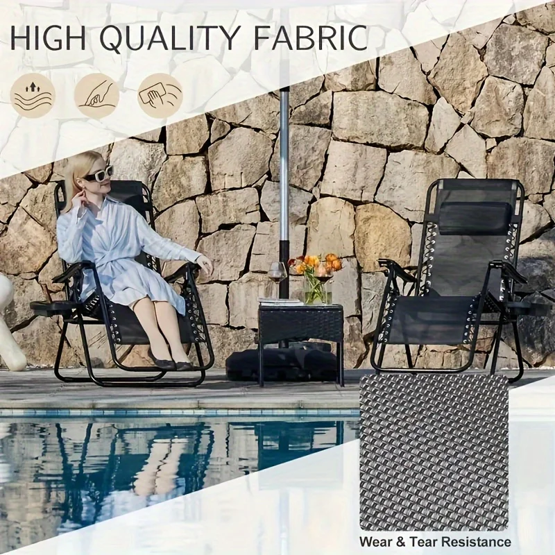 Plastic Zero-Gravity Chair Cup Holder-Clamp-On Tray with Phone Slot for Beach Lounge Chairs No Power Required