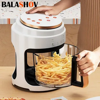 Friggitrice ad aria da 3 litri Friggitrice elettrica visiva senza olio Multifunzionale automatica per uso domestico 360 ° Forno LED Touchscreen Olio Aria Fri 110/220V 1