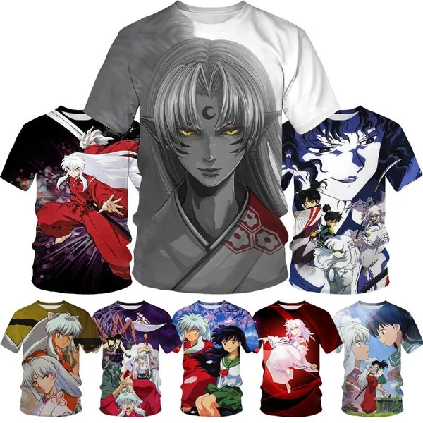

Мужская футболка с 3D-принтом аниме Inuyasha 2024, летняя новая модная рубашка унисекс, топы с коротким рукавом и круглым вырезом