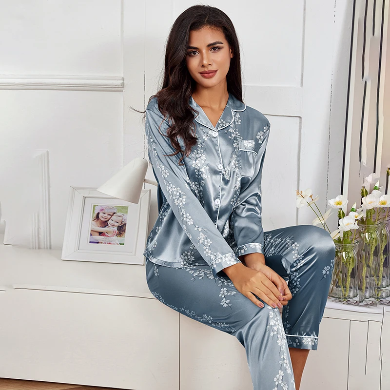 High Quality Customized Sexy Sleepwear Longsleeve Loungewear Women Satin Silk  Pajamas - China Pajama and Silk Pajama price