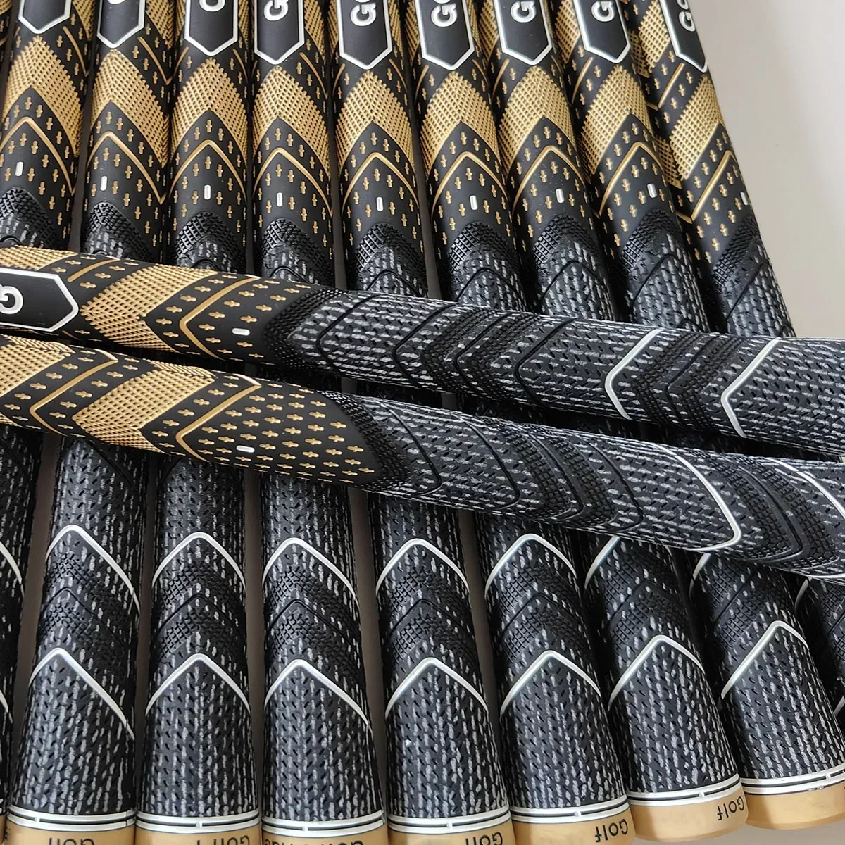 13Pcs Standard/Midsize TEAMS Golf Grip Rubber Golf Grips 5Pcs Cotton Yarn Golf Club Grips Iron and Wood Grip Universal Golden 3