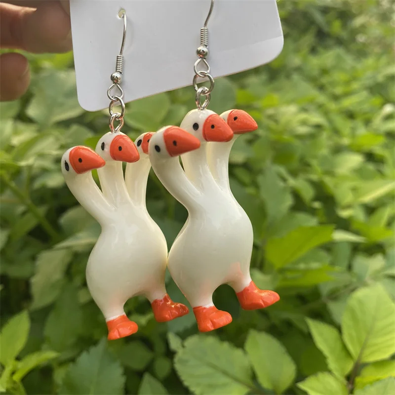 2023CuteThreeHeadsDuckEarringsFunny3DEnamelDuckPendant