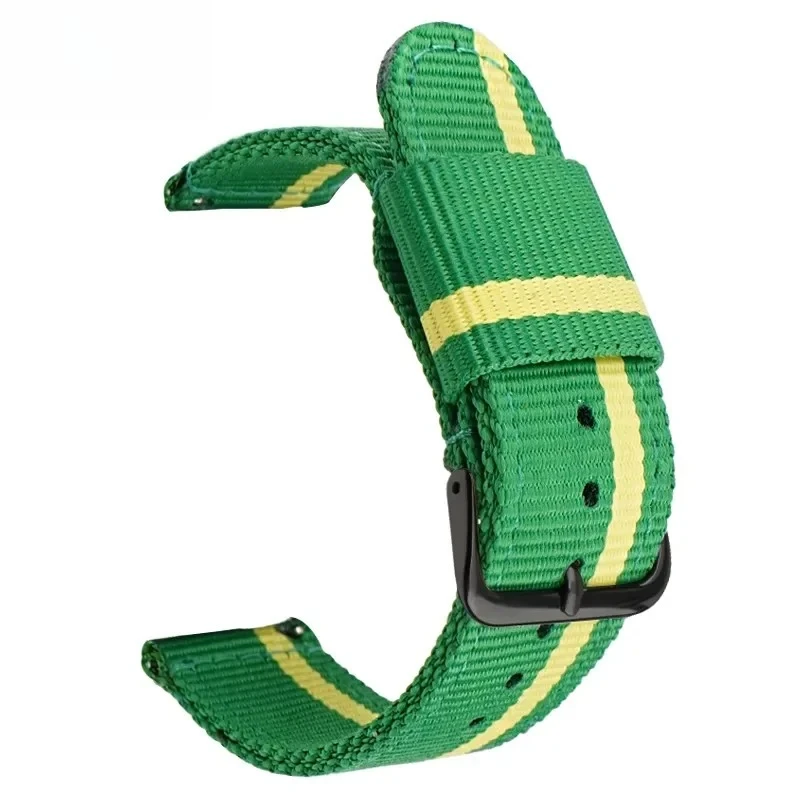 Universal Striped Nylon Canvas Watch Strap with Quick Release - Unisex, Multiple Sizes