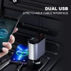 120W 4 IN 1 Retractable Car Charger USB C Cable For IPhone Huawei Samsung Fast Charge Cord Cigarette Lighter Adapter PD QC3.0 2