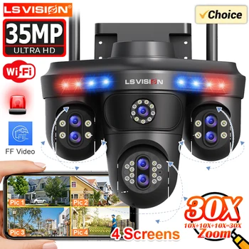 LS VISION 35MP WiFi IP Camera 10X Zoom 7 Lens 4 Screens Wireless Outdoor Surveillance Camera PTZ CCTV Auto Tracking Night Vision 1