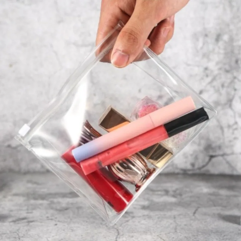 1-12pcs Transparent PVC Storage Travel Organizer Clear Makeup Bag Beautician Cosmetic Bag Beauty Case Toiletry Bag Wash Bags 5