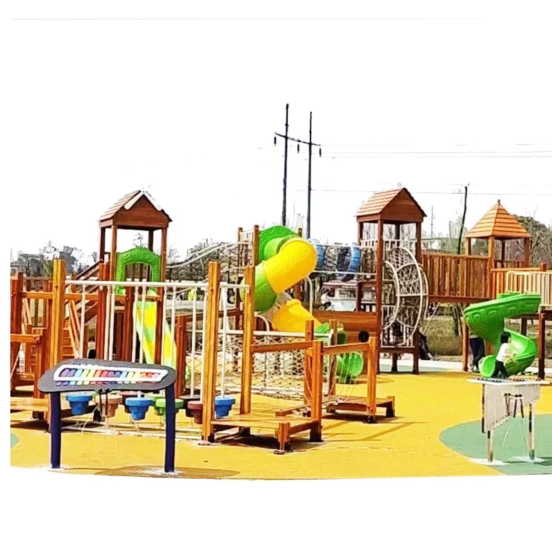 

Outdoor Playground Play Set Kids Preschool Stainless Steel Slide Outdoor Wooden Children Playground