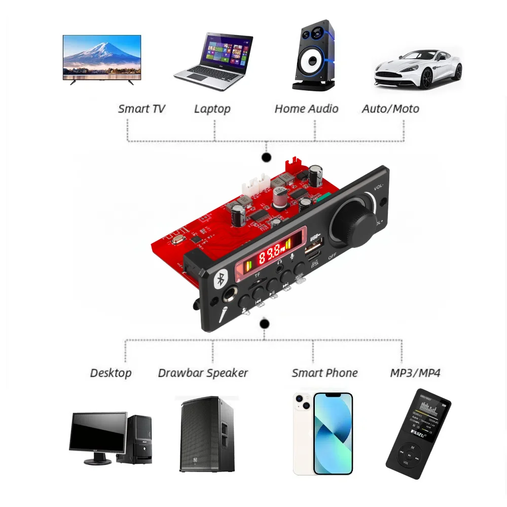 160W 앰프 MP3 디코더 보드, DC 12V 블루투스 5.0 자동차 키트, 6.5mm 마이크, MP3 플레이어 FM TF USB 3.5mm AUX DIY 홈 스피커