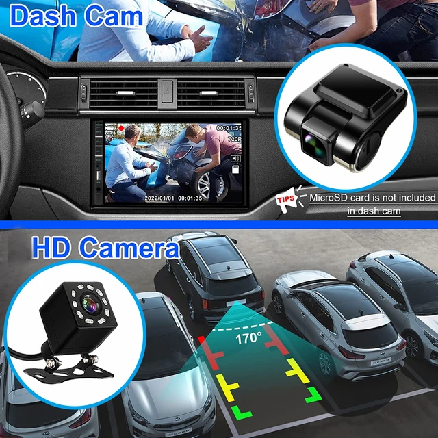 Radio de coche con pantalla táctil doble DIN de 7 pulgadas con Apple  CarPlay, estéreo Bluetooth de 7 pulgadas con cámara de respaldo, controles  de