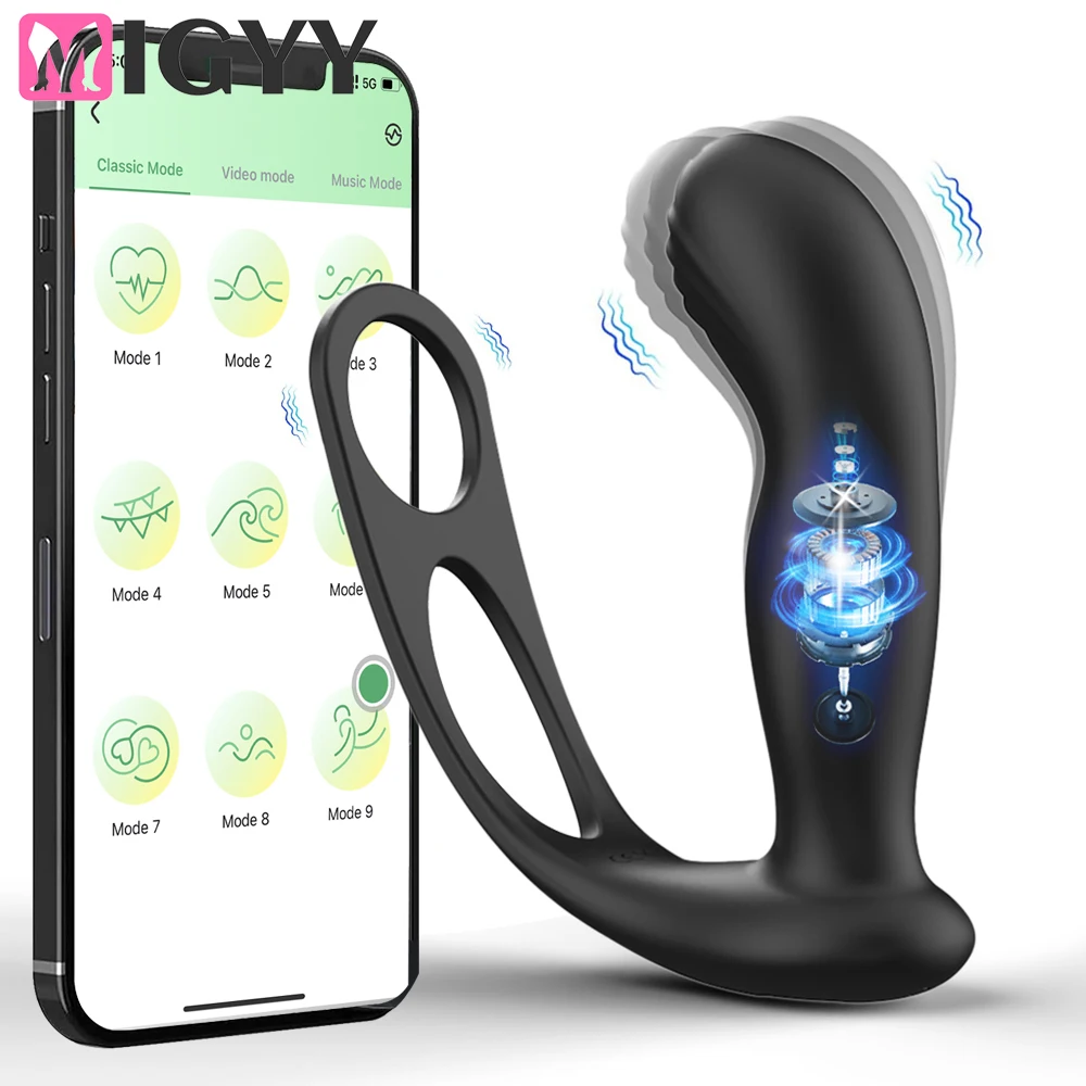 APP Control Prostata-massagegerät Vibrator für Männer Drahtlose Penis Ringe Cock Ring Verzögerung Ejakulation Bluetooth Anal Plug Sex Spielzeug 1