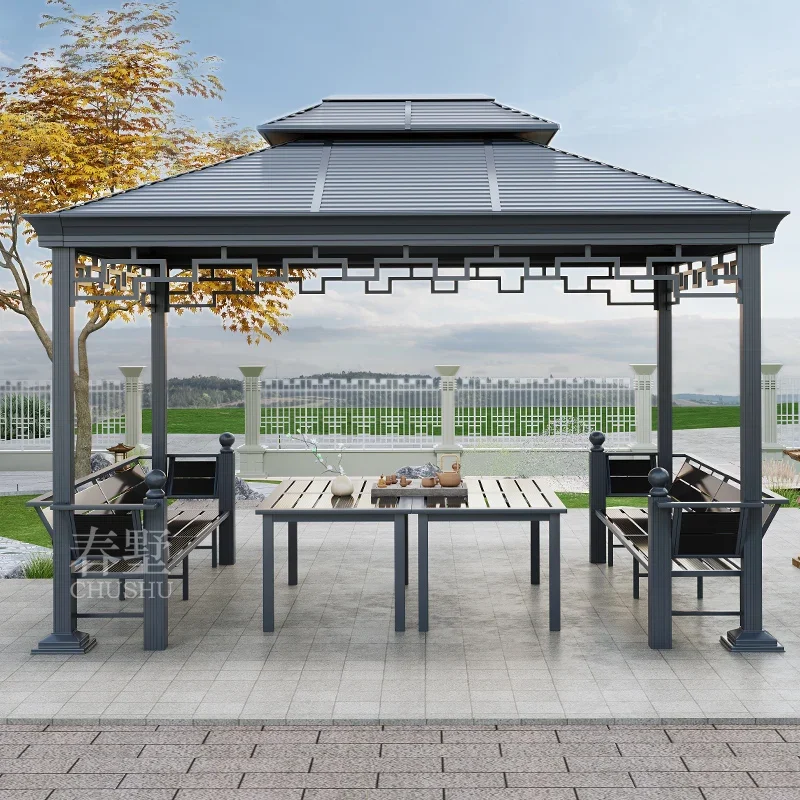 

New Chinese-style outdoor aluminum alloy tent garden courtyard villa balcony roof obile leisure pavilion