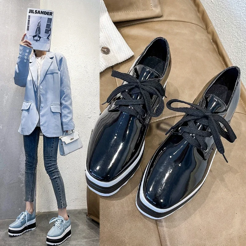 Women flats shoes spring moccasin Fashion creepers shoes lady loafers