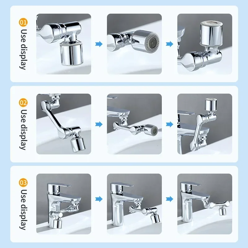 Faucet Sprayer Head Multifunction 1080&deg; Rotation Faucet Sprayer Head 22/24mm Adaptor Faucet Extender Aerator Splash Bubbler Nozzle Kitchen Tap Tools