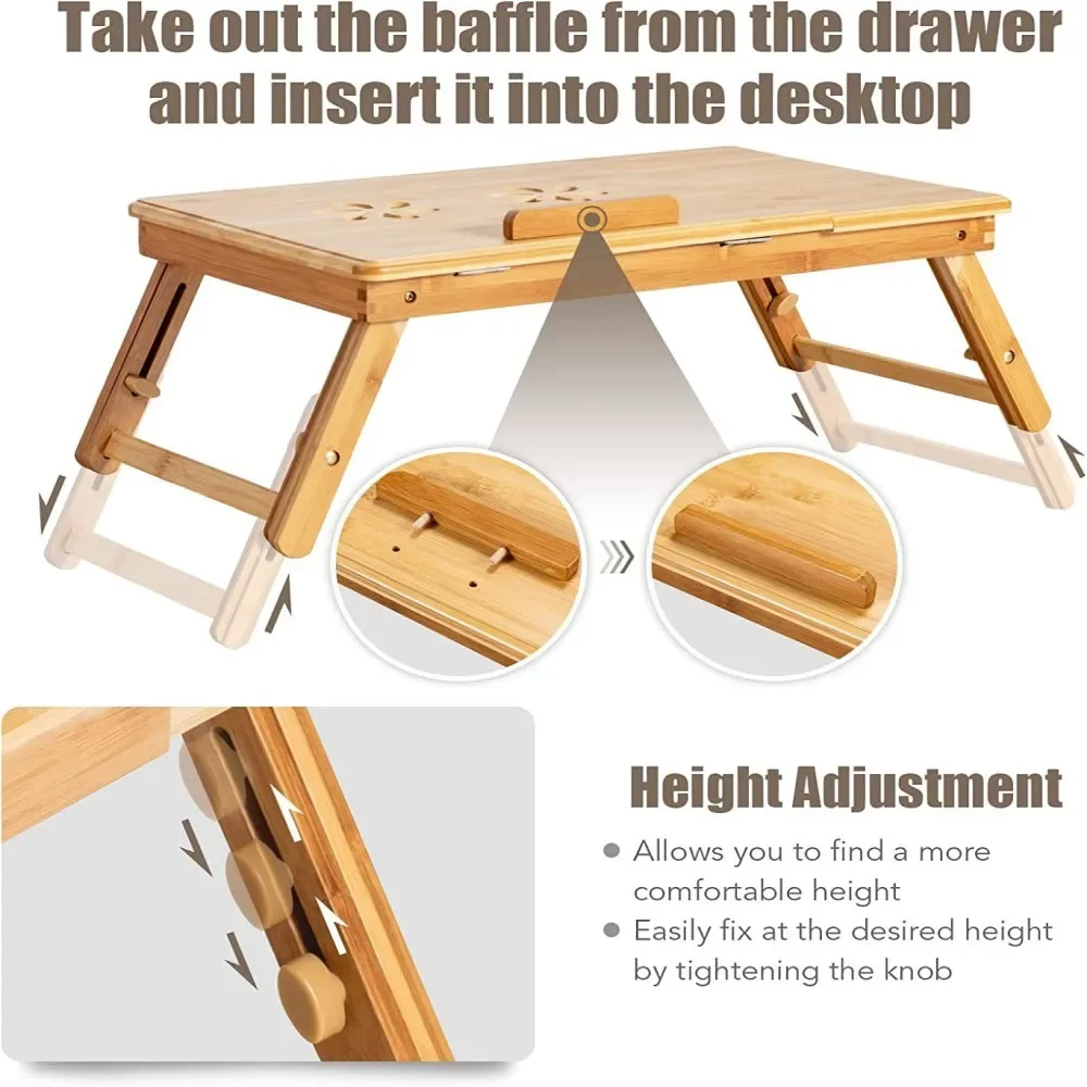 Description Picture 3 of itemHome Folding Laptop Desk for Bed Sofa Laptop Bed Tray Table Desk Portable Lap Desk for Study and Reading Bed Top Tray Table