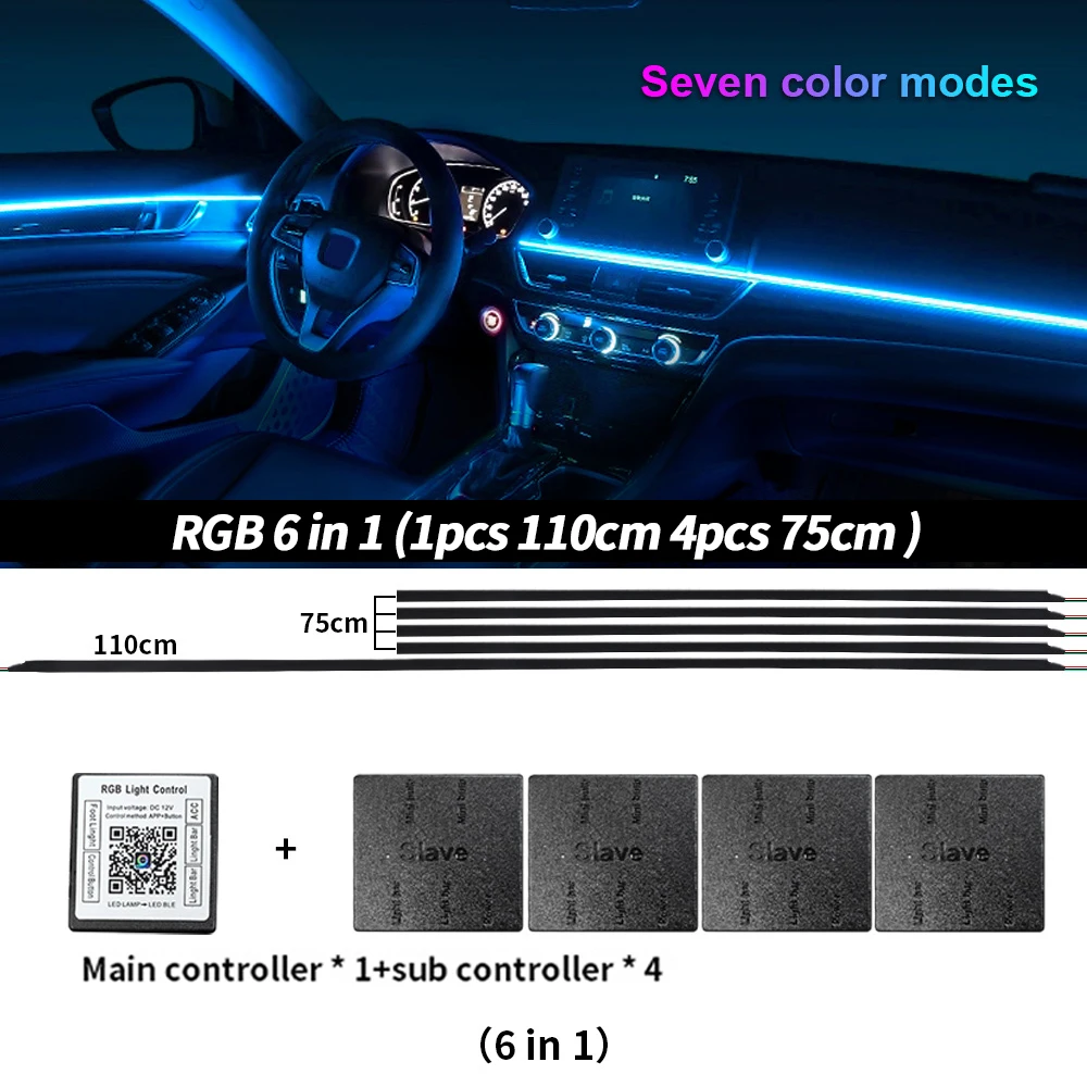 ตัวเลือกสินค้า แถบไฟ LED ปรับสีได้ 213 สี สำหรับตกแต่งภายในรถ