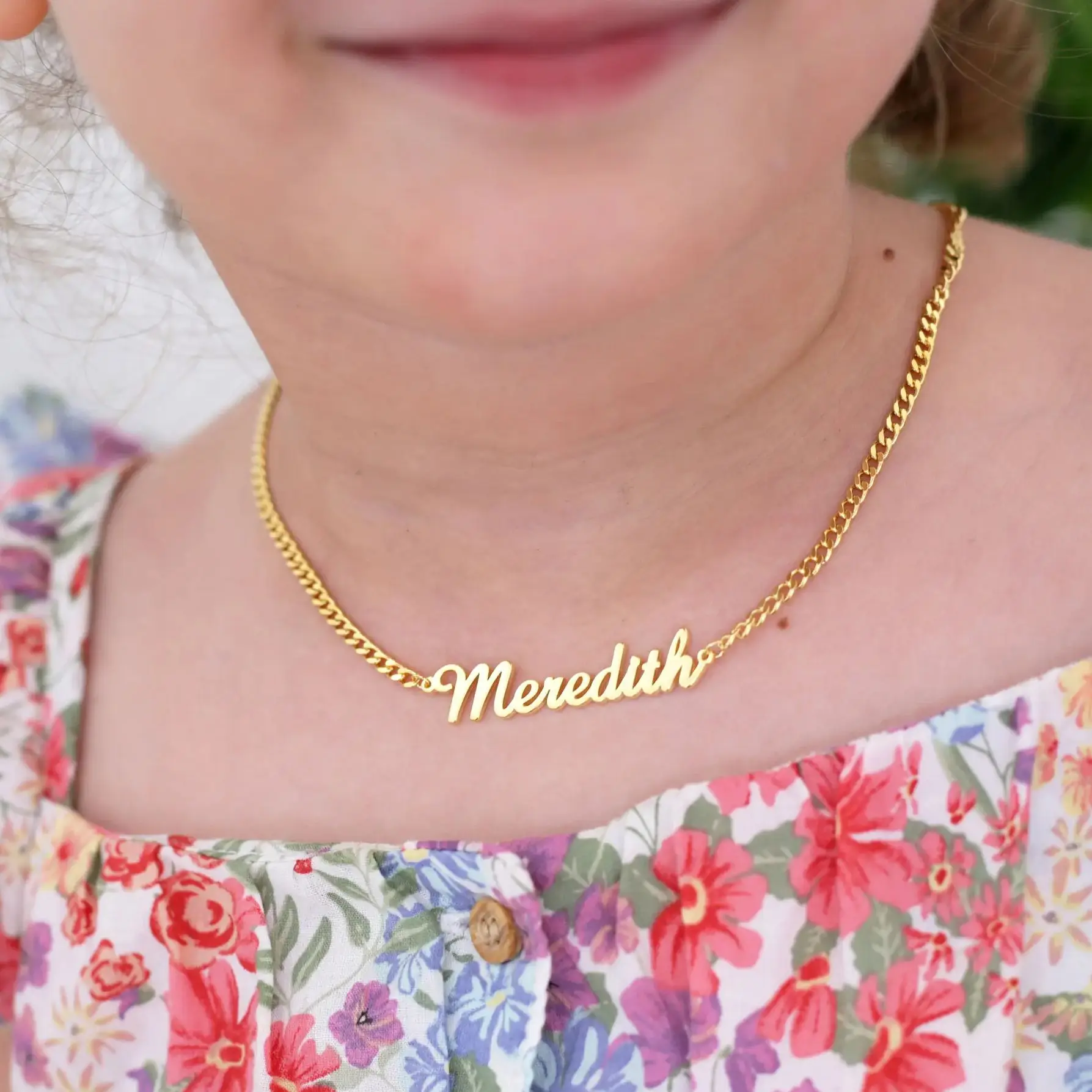 Personalized Child Name Necklace with Chunky Chain Customized Baby Name Necklace New Mom's Jewelry Gift Mother's Day Gift