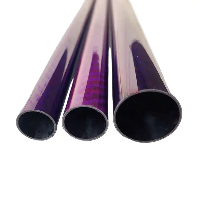3K Carbon Fiber Tube OD 22 25 28 30 34 40 45 50mm Red Blue