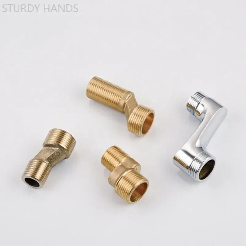 Shower Faucet Adapter 2Pcs Curved Foot Adjustable Solid Brass Wall Mounted Replacement