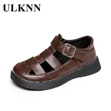 

ULKNN Boy's Sprot Sandals 2022 New Children's Cut-Outs Anti-Slippery Sandals Kid's Brown Simple Flat With Summer Beach Shoes