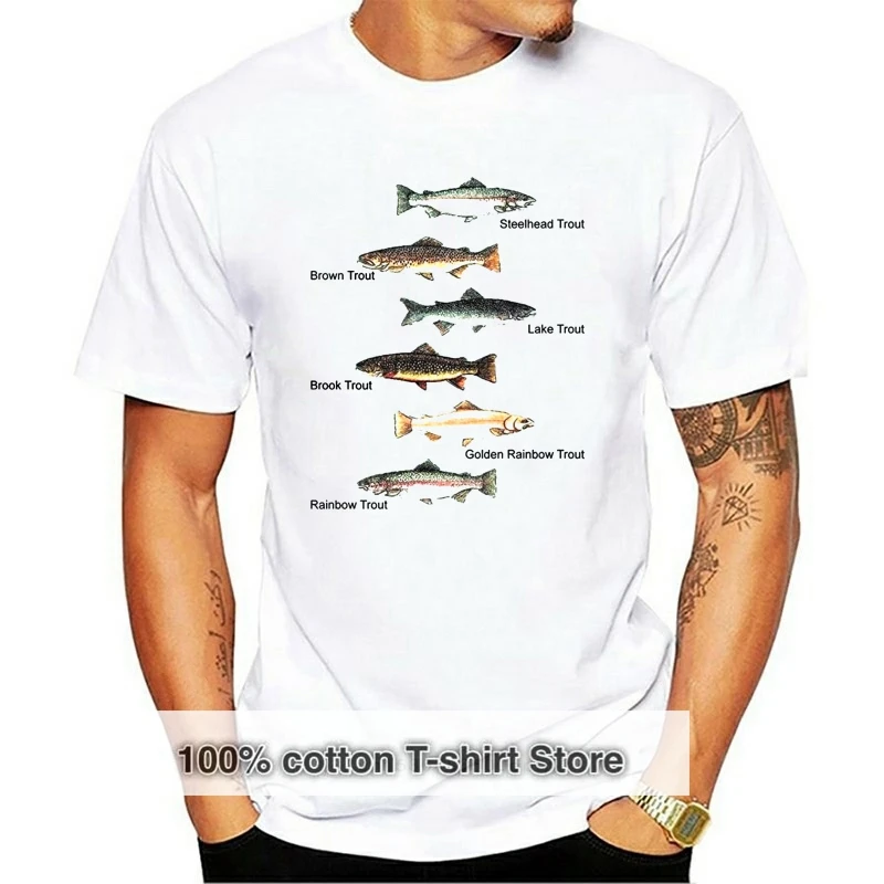 100% Types Of Trout Fisher Species Collection Fishinger T Shirt - AliExpress