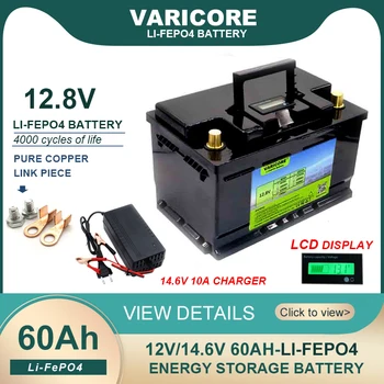 12V/12.8V 60AH LiFePO4 Battery pack Lithium Power Batteries for Golf cart Car lighter Solar Wind +14.6V 10A Charger Tax Free 1