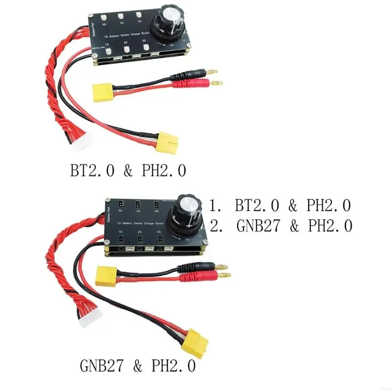 1S Battery Balance Charging Board Balance Board 6 Port XT60 Input Plastic for PH2.0 BT2.0 / GNB27 1S FPV Monitoring