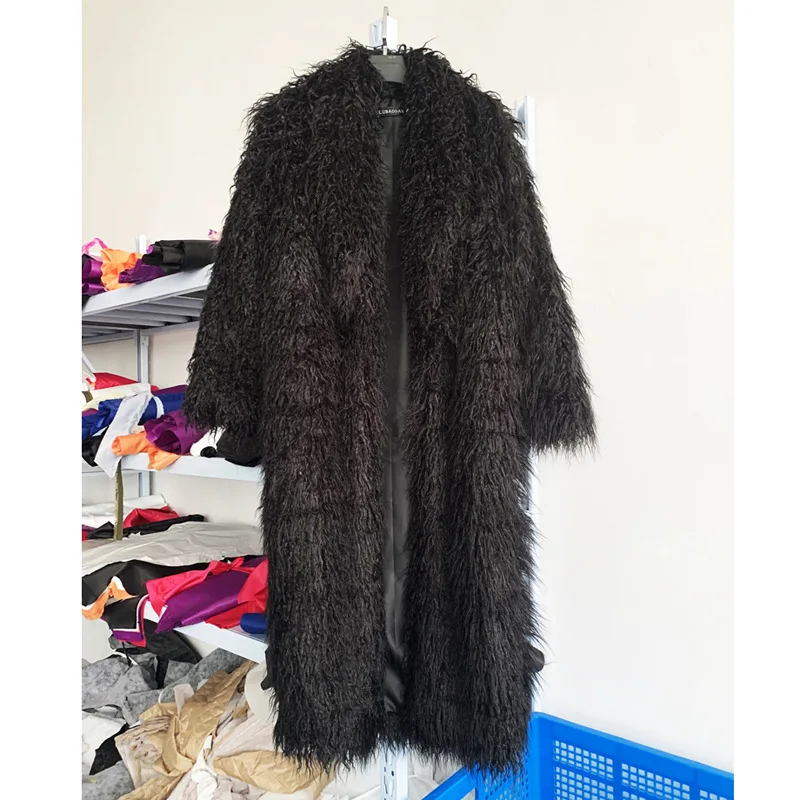 Faux Fur Jacket for Women Long Fake Fur Coat Ecological Fur and Fur Jacket Artificial Fur Fluffy Overcoat Winter