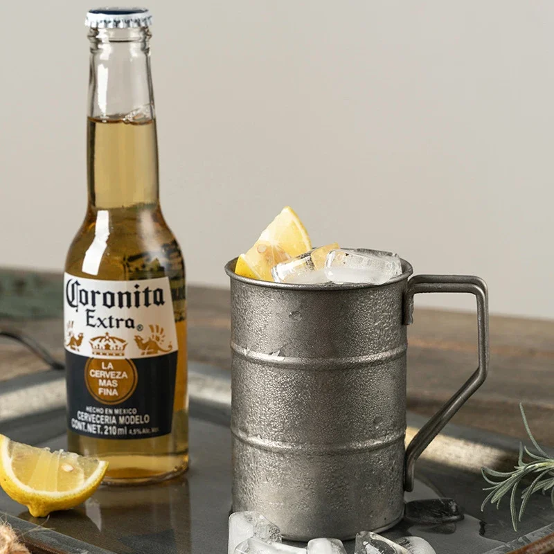 Beer Stainless Steel Cup Retro Industrial Style Cold Drink Outdoor Camping Style High Aesthetic