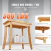 VEVOR Bamboo Shower Bench 19.1 x 11.3 x 18.3 in Waterproof Shower Stool Chair with Storage Shelf 330lbs Load Capacity Spa Seat 3