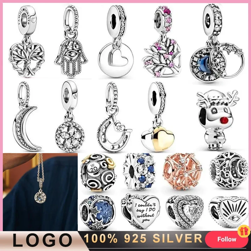 New High Quality Jewelry 925 Sterling Silver Heart shaped Tree of Life Logo Pendant Original Logo DIY Charm Jewelry Gift