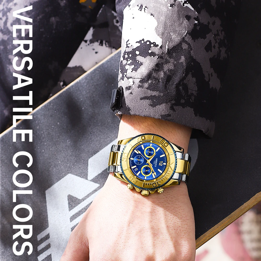 Montres de sport décontractées pour hommes chronographe montre de plongée en acier inoxydable montre-bracelet grand cadran horloge à quartz lumineuse_voghion.com