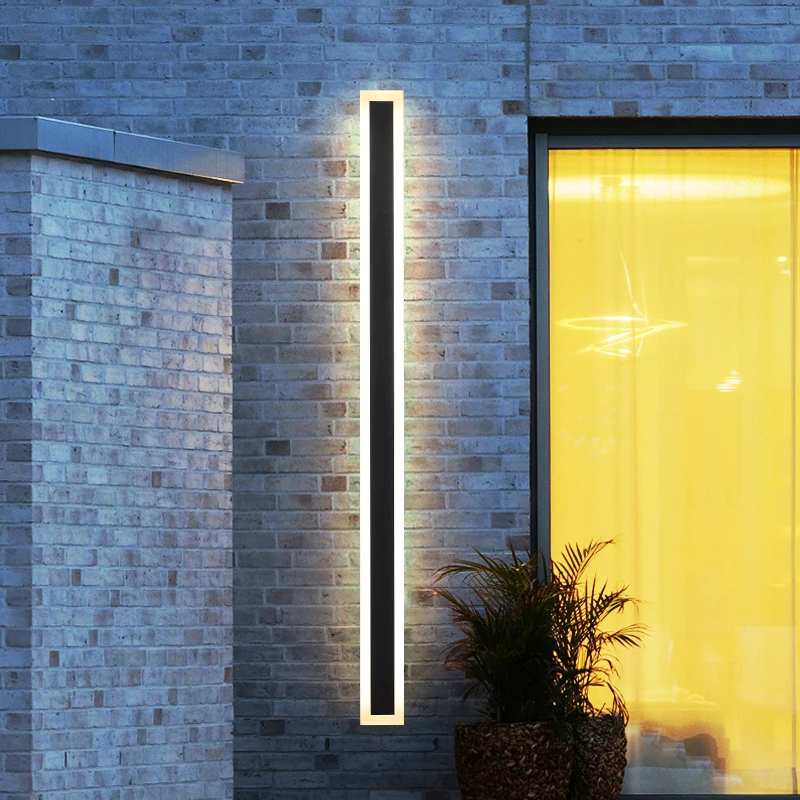 Long Strip Outdoor Wall Lamp Exterior Wall Ip65 Waterproof Modern LED Lighting Garden Villa Balcony Wall Washer 85-265V Dimmable