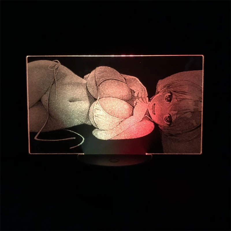 Two Tone Led Light Two Tone 3d Lamp Japanese Game Animation Sexy Big Breast Girl Remote Control Living Room Table Decoration Novelty Lighting Aliexpress