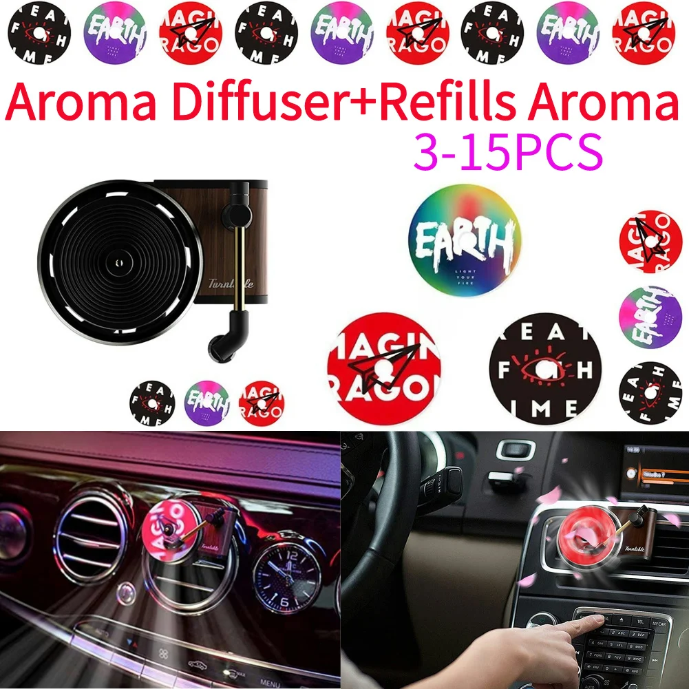 Vintage Turntable Car Perfume Fragrance Clip Spin Phonograph Air Vent Outlet Aromatherapy Clip Auto Decoration Accessories