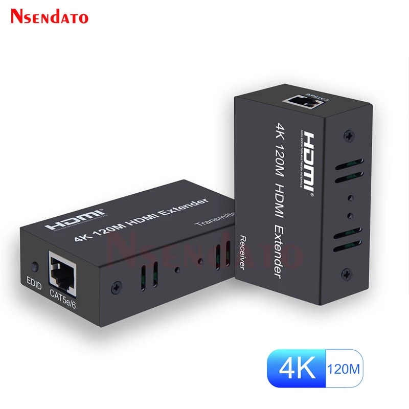 4K HDMI Extender 120M Over Cat6 RJ45 HDMI Video Transmitter And Receiver kit Extender for PS4 EDID TV DVD Player PC Monitor