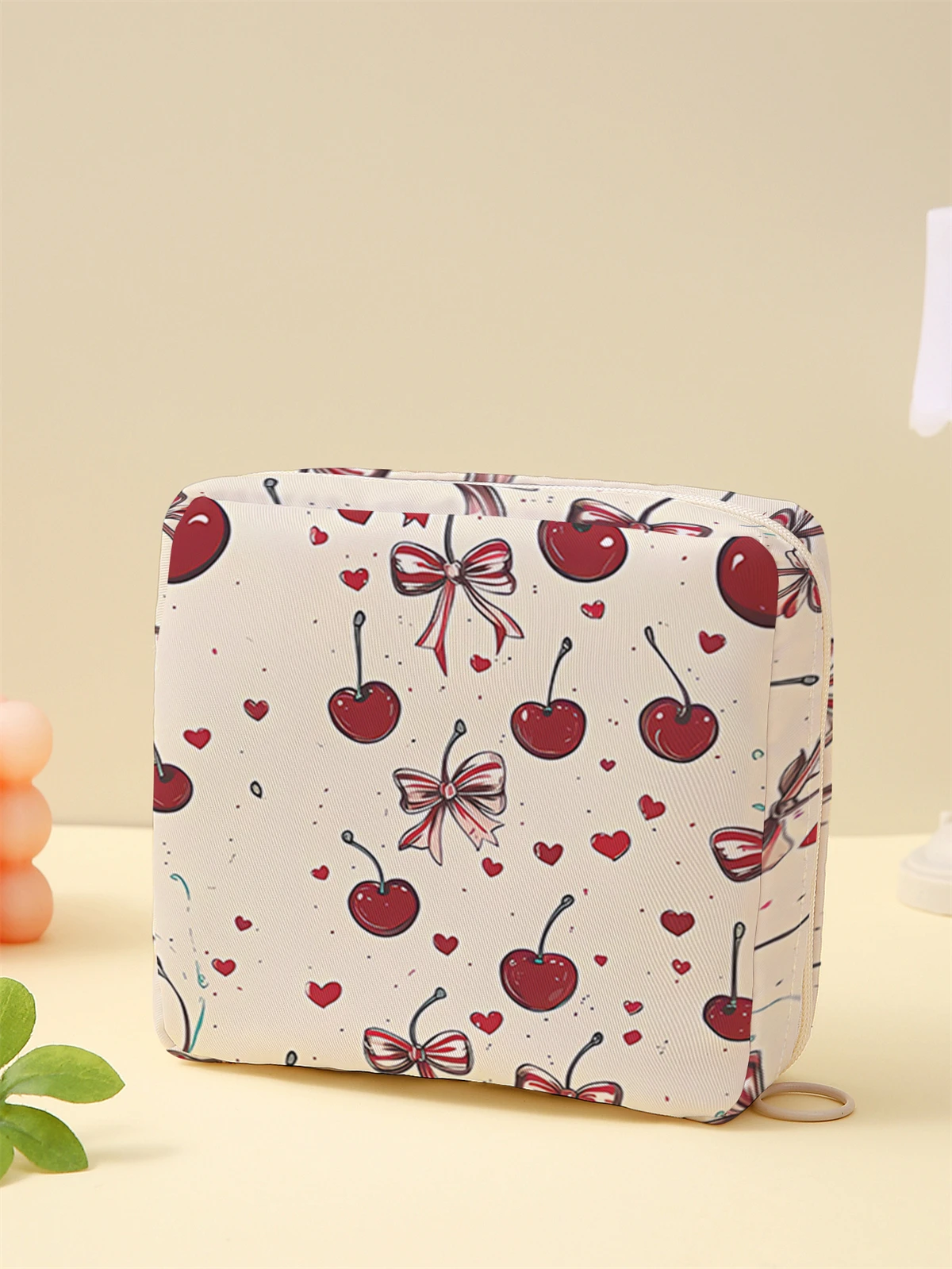 Cherry printed sanitary napkin storage bag, women's lightweight tissue bag, sanitary tissue bag