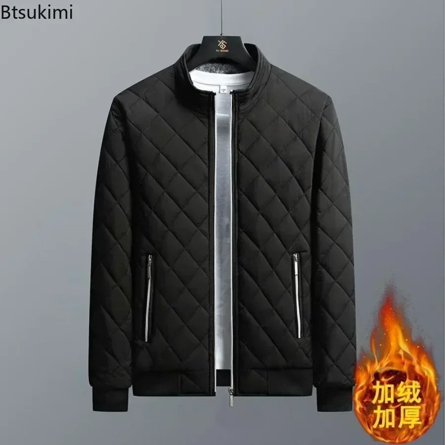 2025 Men's Thick Warm Bomber Jacket Coats Autumn Winter Fleece