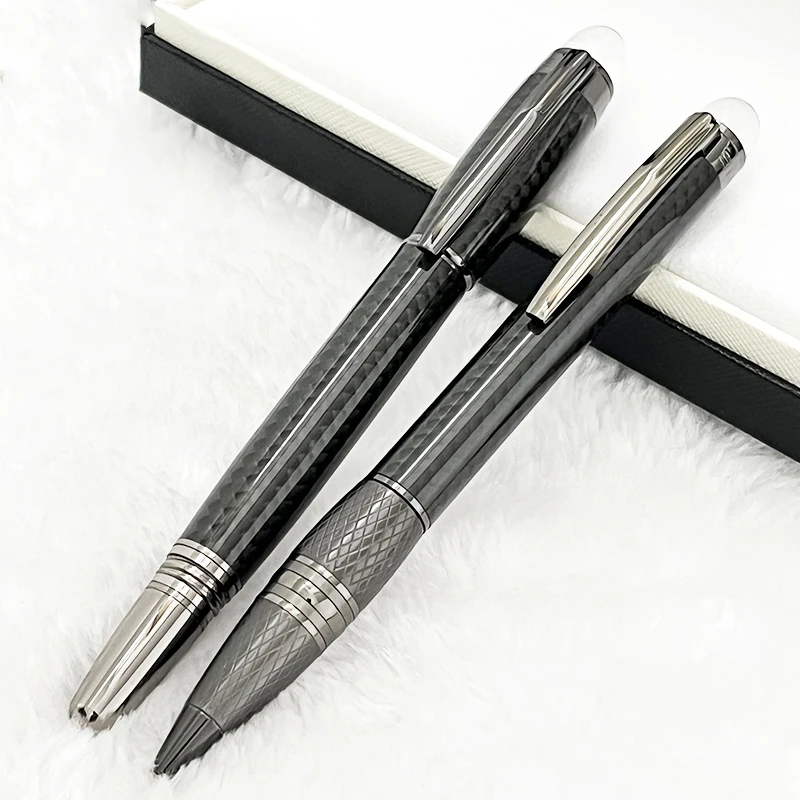 Luxury MB Top High Quality Black Carbon Fiber Rollerball Pen Crystal Stationery Writing Smooth