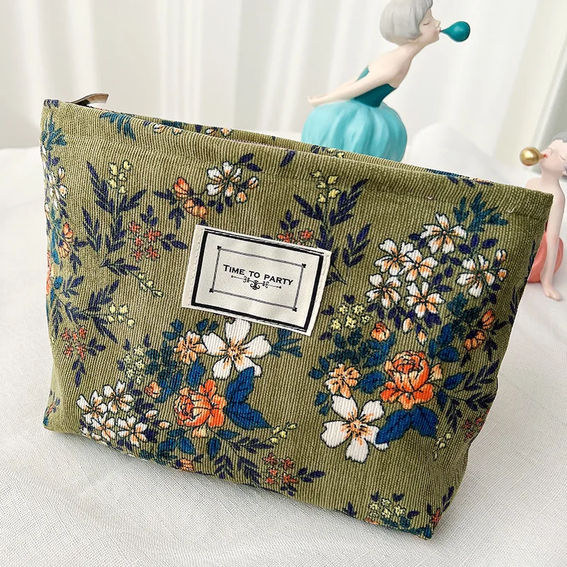 Floral Print Women's Cosmetic and Pencil Storage Pouch